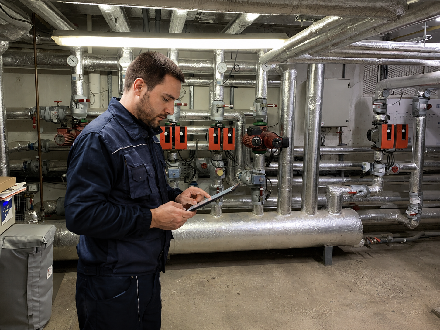 Chaufferie — agent de maintenance consultant sa tablette